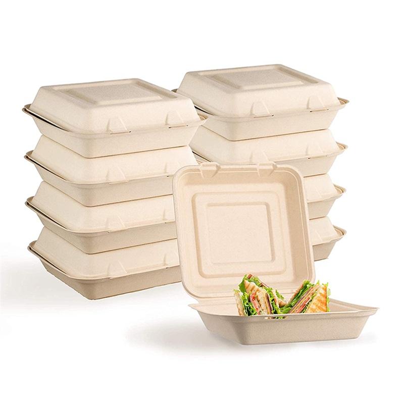 10 pulgadas 100% biodegradable compostable contenedor de comida para llevar de bagazo