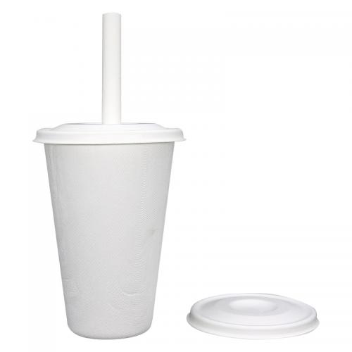  80mm 90mm Compostable Bagasse Takeout Bubble Tea Plana Tapa