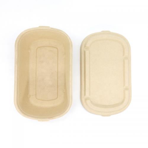 500ML 700ML 850ML 1000ML Biodegradable para llevar Caña de azúcar Bagazo Bento Box con tapa
