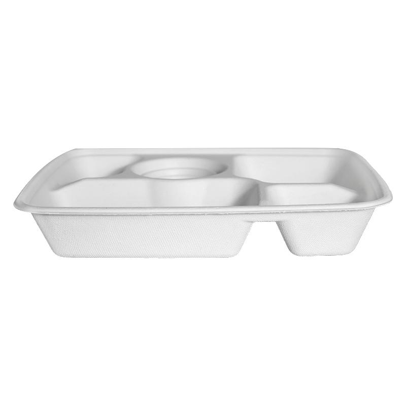 Bagasse Biodegradable Lunch Tray with 5 Compartment