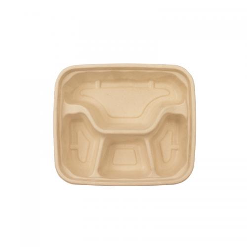 Compostable 4 Compartments Sugarcane Food Tray With Lid